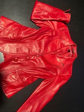 Danier Red Leather Blazer Jacket